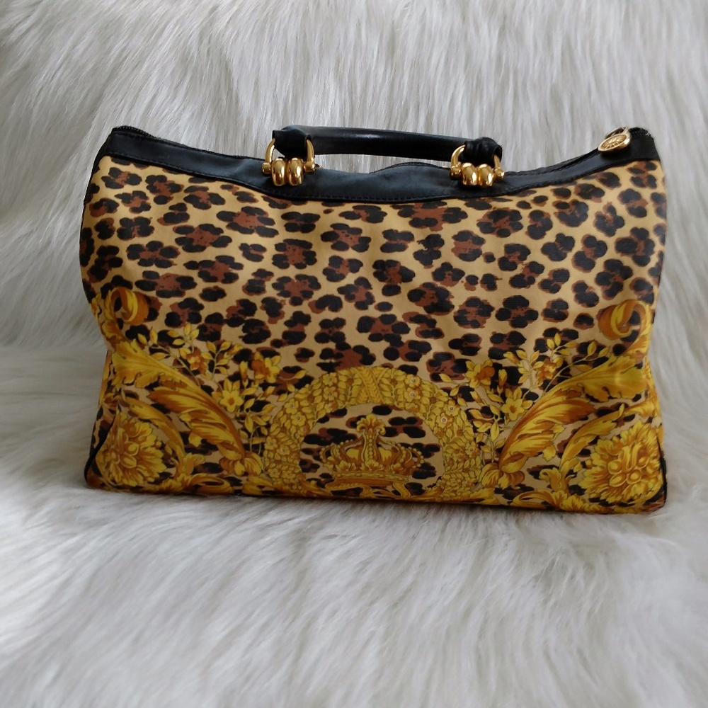 Vintage Versace Leopard Boston Handbag - Picture 2 of 8